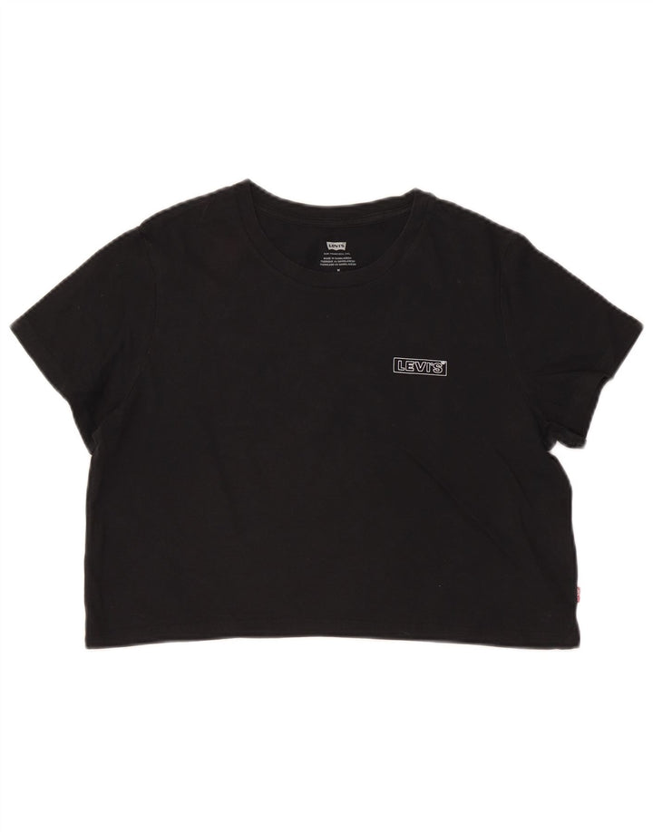 Женская укороченная футболка с рисунком LEVI'S Top UK 14, средний черный хлопок