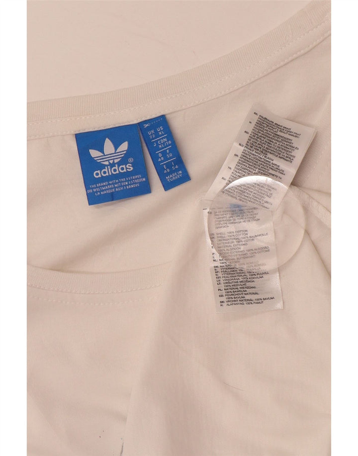 Женская удлиненная футболка с графическим рисунком ADIDAS UK 22 XL, белый хлопок