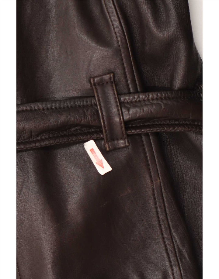 Женская двубортная кожаная куртка Esprit UK 12 из овечьей кожи среднего коричневого цвета