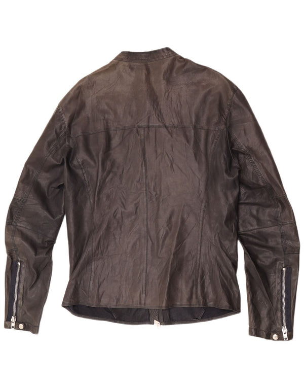 Винтажная мужская кожаная куртка Racer UK 38, кожа среднего размера, черная