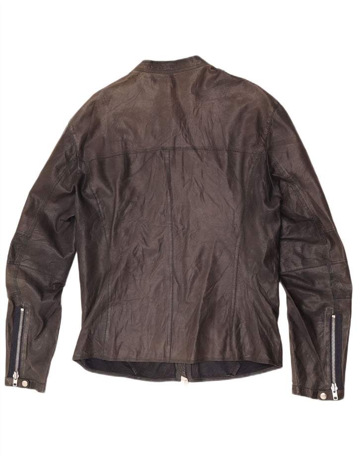 Винтажная мужская кожаная куртка Racer UK 38, кожа среднего размера, черная