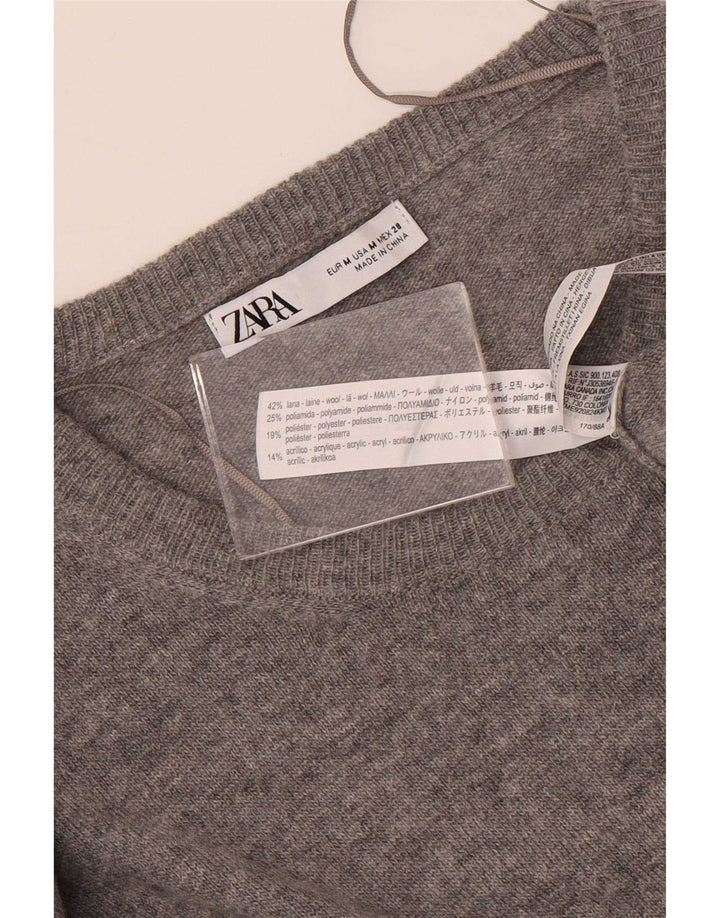 Женское платье-джемпер макси с длинным рукавом Zara UK 14, шерсть среднего серого цвета