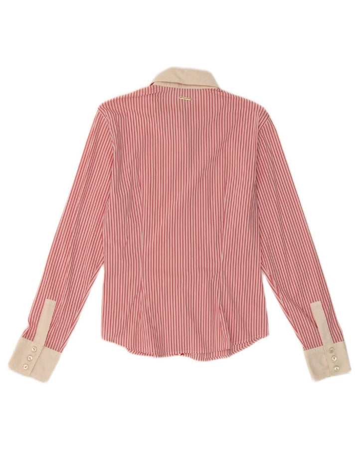 MARELLA Womens Shirt IT 44 Medium Pink Striped Cotton