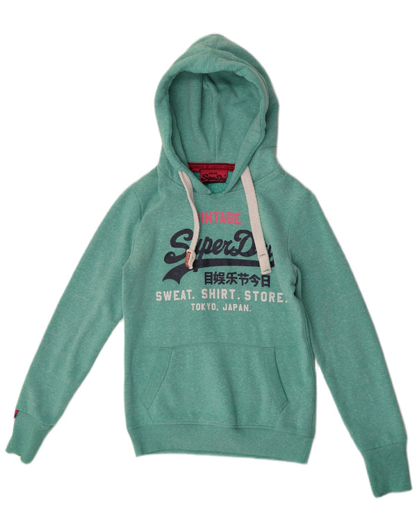 Женский джемпер с капюшоном Superdry UK 6 XS, зеленый полиэстер с крапинками