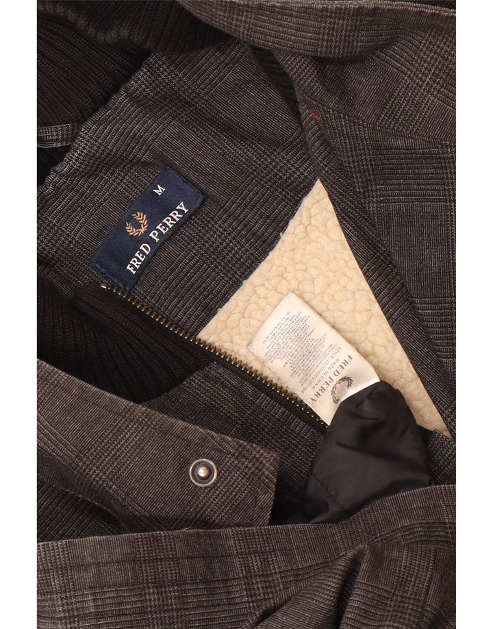 Мужское пальто Fred Perry UK 38, хлопковое средне-серое в клетку