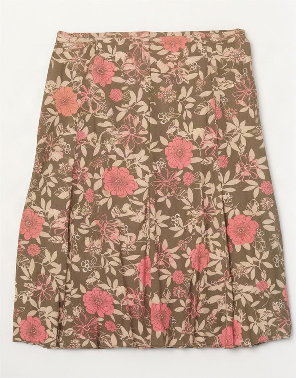 Женская плиссированная юбка Marks & Spencer UK 18 XL W38 Хаки из вискозы с цветочным принтом