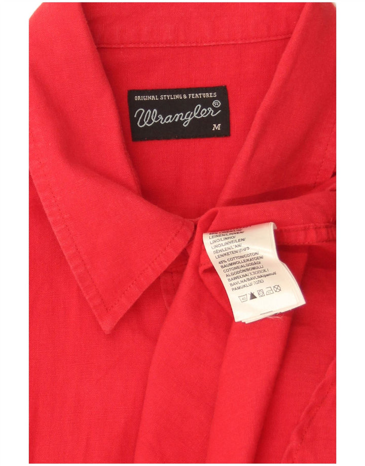 Мужская рубашка с коротким рукавом Wrangler среднего красного цвета, льняная ткань