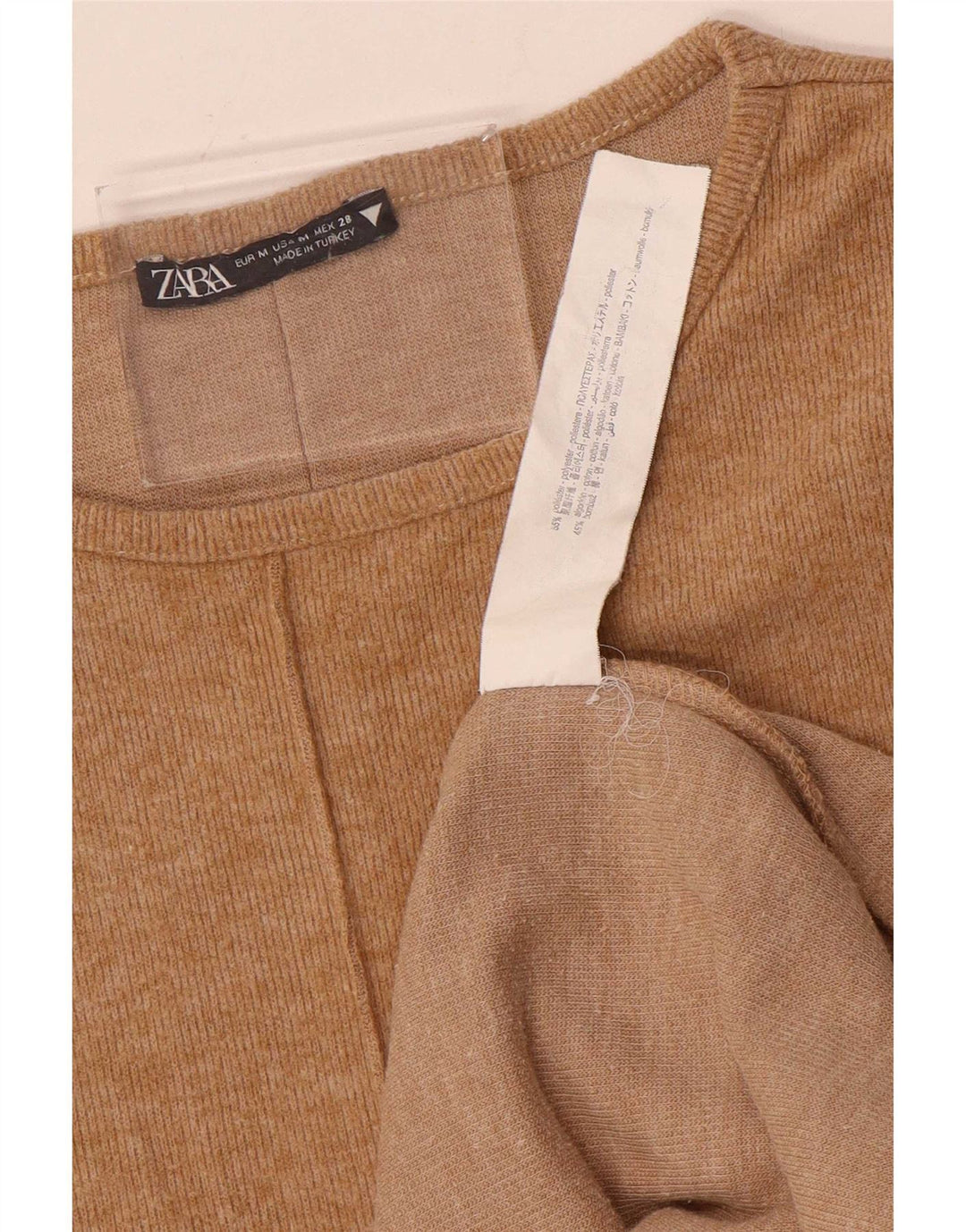 Женское платье прямого кроя Zara с короткими рукавами UK 12, средний бежевый хлопок