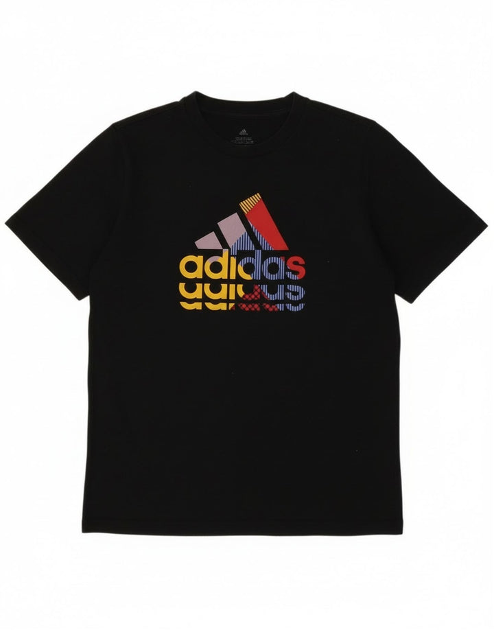 Футболка Adidas с рисунком для мальчиков 13-14 лет, черная