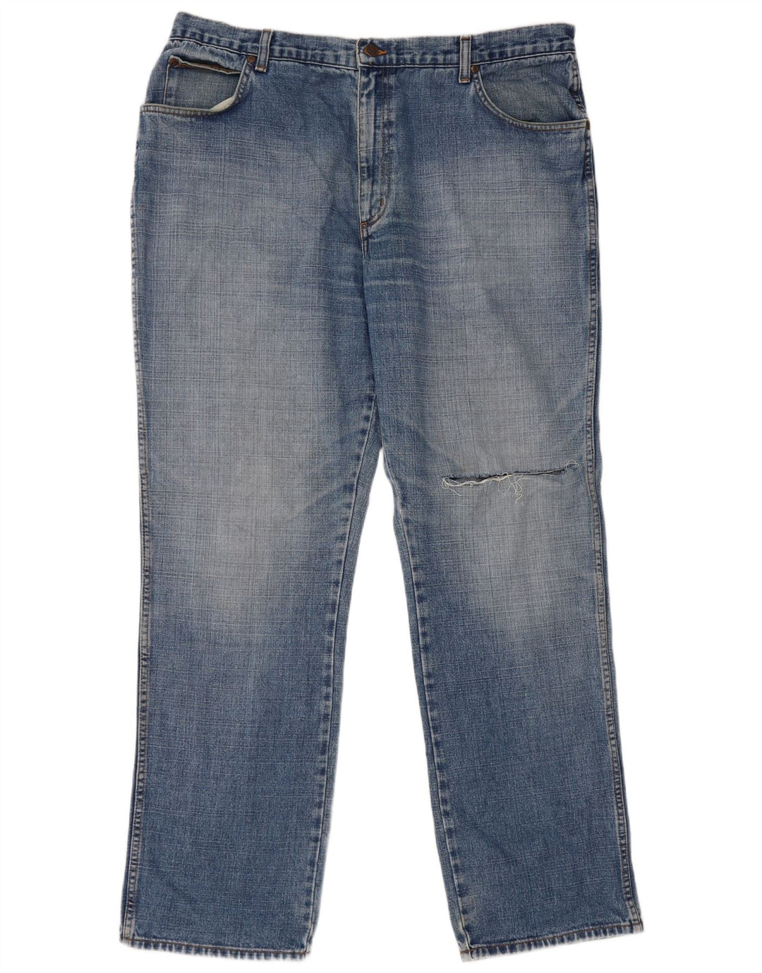 Мужские прямые джинсы Wrangler Texas с потертостями W40 L32, синий хлопок