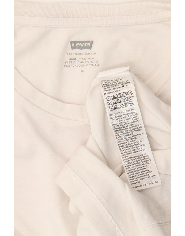 Мужская футболка с рисунком Levi's, топ среднего размера, белый хлопок, хлопок