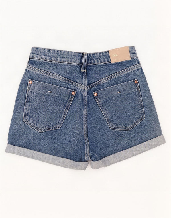 Женские джинсовые шорты с высокой талией Zara EU 38, маленькие, W28, синие, хлопок