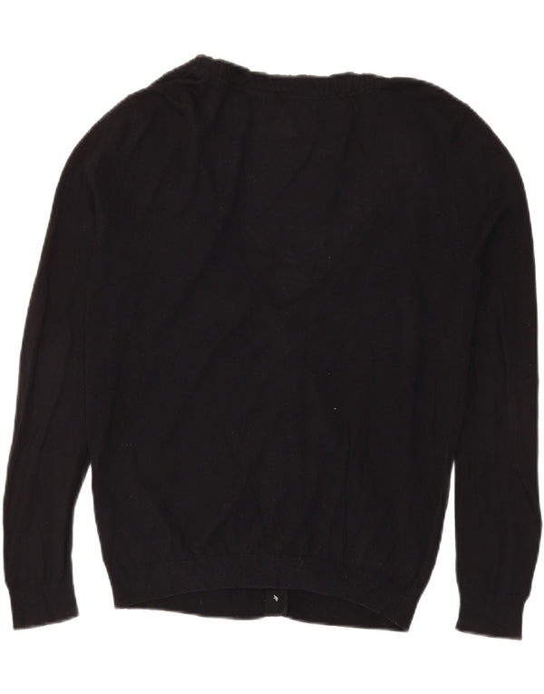 Zara Womens Cardigan Sweater UK 16 Large Black Cotton