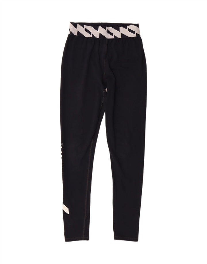 SUPERDRY Womens Graphic Leggings UK 8 Small  Navy Blue Cotton