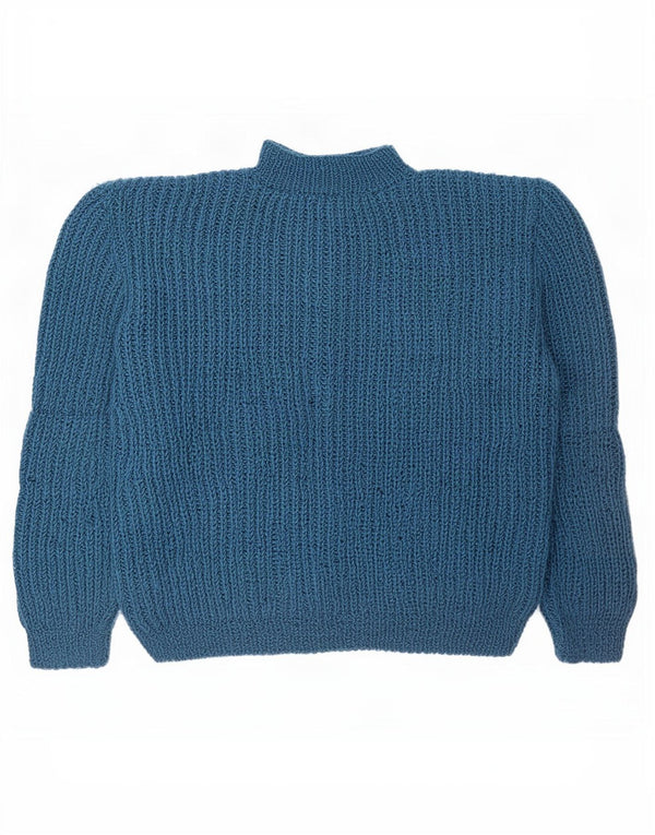 Винтажный женский джемпер с высоким воротником, Великобритания, 18 XL, темно-синий