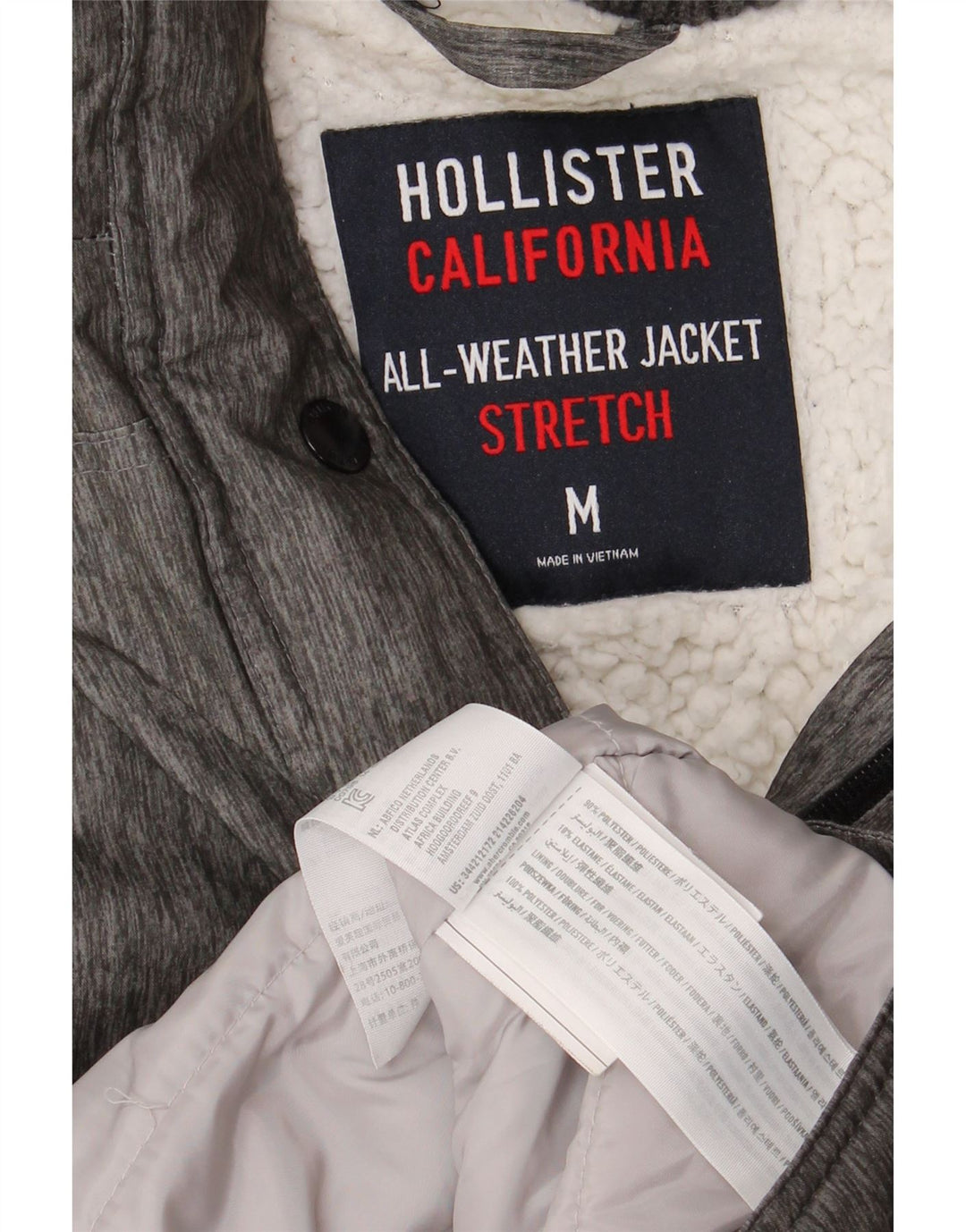 HOLLISTER Женская парка с капюшоном UK 14 Средний серый полиэстер с крапинками