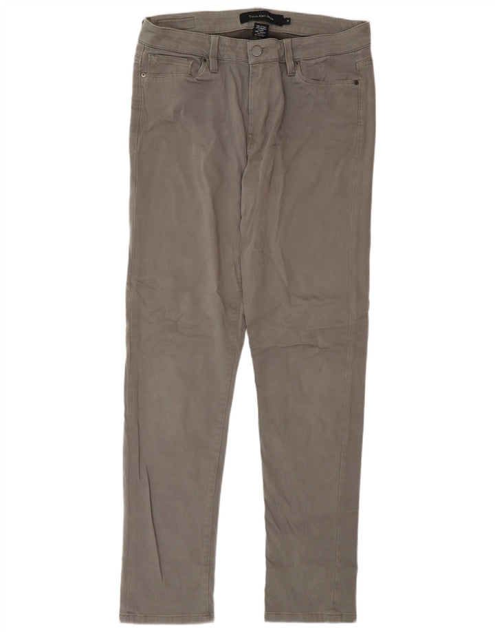 Женские узкие повседневные брюки Calvin Klein США 10, средний размер W32 L32, серый хлопок