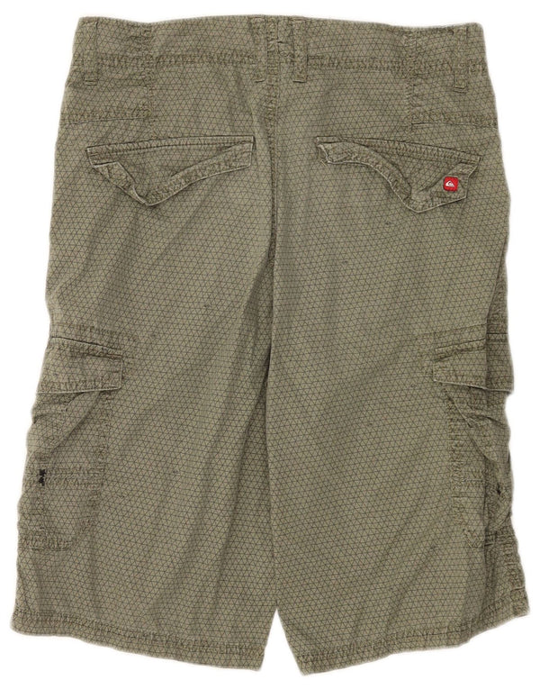 Шорты-карго Quiksilver для мальчиков 13–14 лет W28, хлопок цвета хаки с геометрическим рисунком