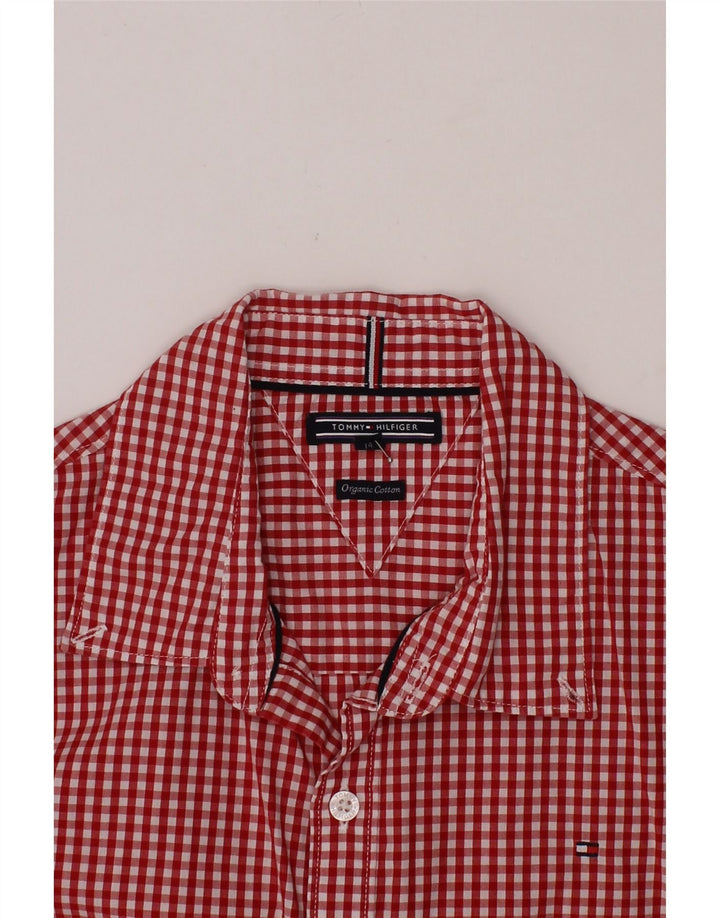 TOMMY HILFIGER Boys Shirt 13-14 Years Red Gingham Cotton Vintage Tommy Hilfiger and Second-Hand Tommy Hilfiger from Messina Hembry 
