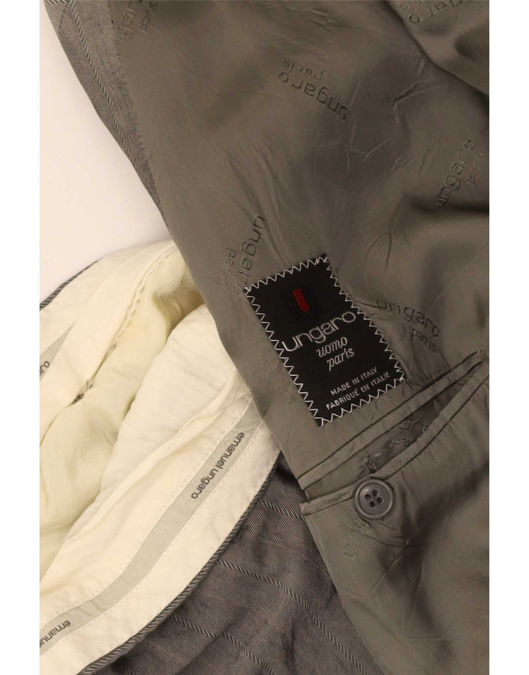 Мужской костюм-двойка Emanuel Ungaro UK 38 Medium W34 L27 Серый в полоску