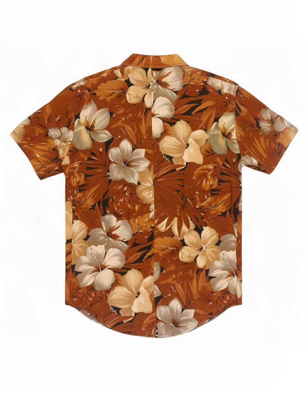 Винтажная женская блузка-рубашка с коротким рукавом, Великобритания, 18 XL, коричневая с цветочным принтом