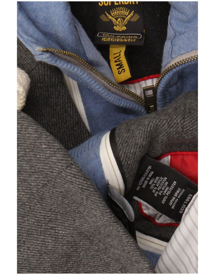 Женский пиджак Superdry с капюшоном и двумя пуговицами, Великобритания, 10, маленький, серый, шерстяной