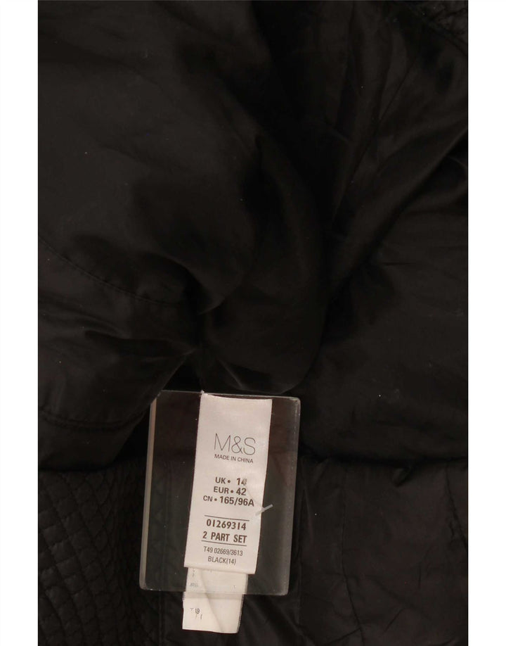Женская стеганая куртка с капюшоном Marks & Spencer UK 14, большая черная полиэстер