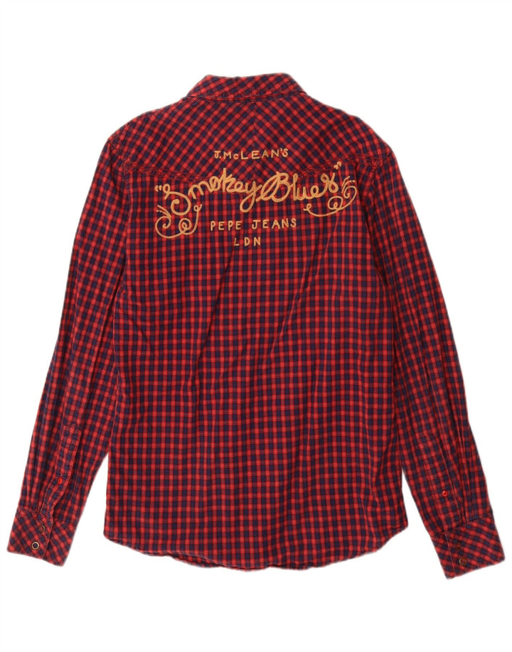 PEPE Jeans Мужская фланелевая рубашка с рисунком, маленькая красная клетка, хлопок