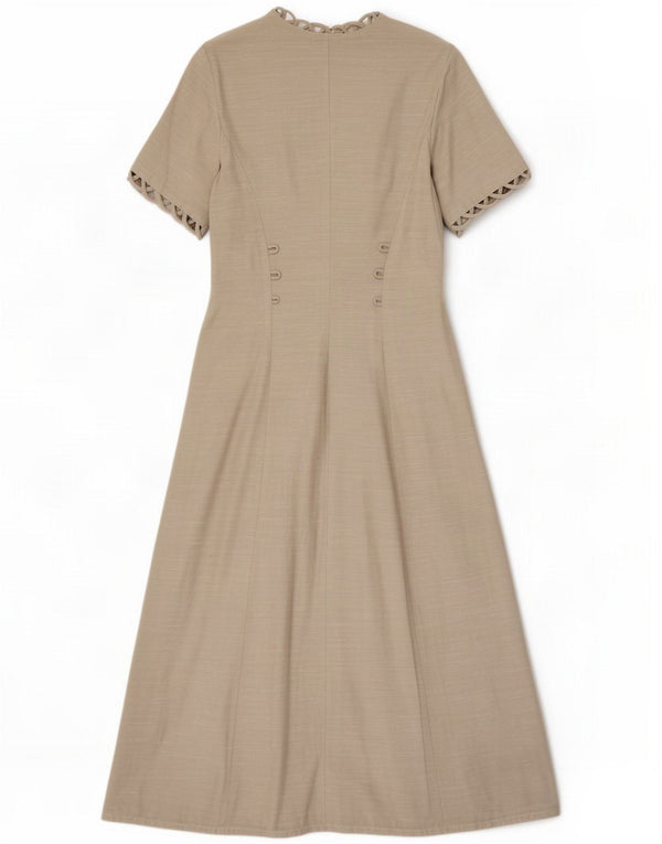 Vintage Womens Short Sleeves Maxi Dress UK 12 Medium Grey