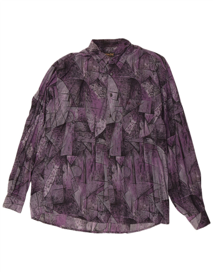 Мужская рубашка Walter Wolf, размер 43, большая фиолетовая вискоза с геометрическим рисунком