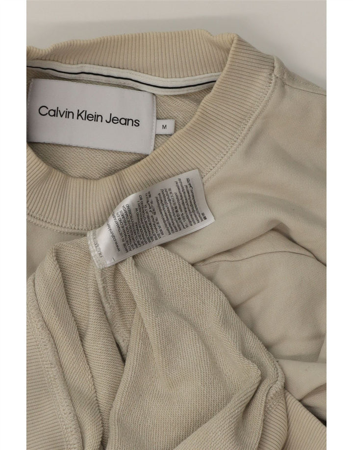 Мужской свитшот с рисунком Calvin Klein Jeans, джемпер среднего размера из хлопка белого цвета