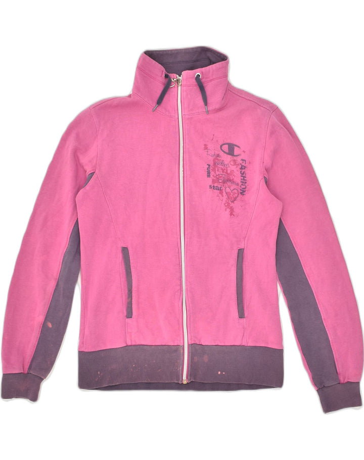 CHAMPION Girls Tracksuit Top Jacket 13-14 Years XL Pink Colourblock Cotton | Vintage Champion | Thrift | Second-Hand Champion | Used Clothing | Messina Hembry 