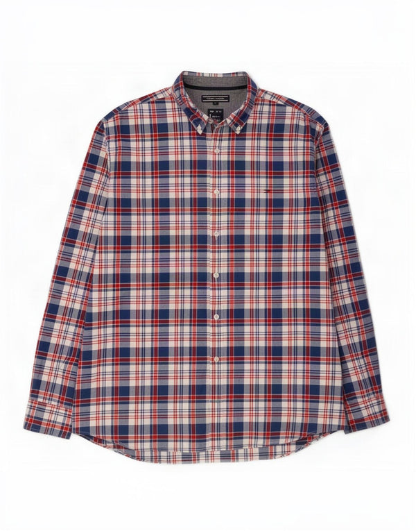 Мужская рубашка Tommy Hilfiger New York Fit 2XL, синяя клетка в клетку, хлопок