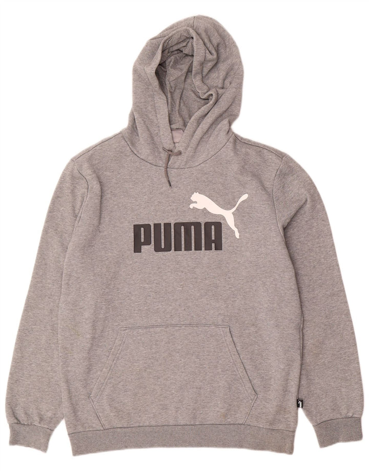 Мужской джемпер с капюшоном PUMA, хлопковый, среднего серого цвета