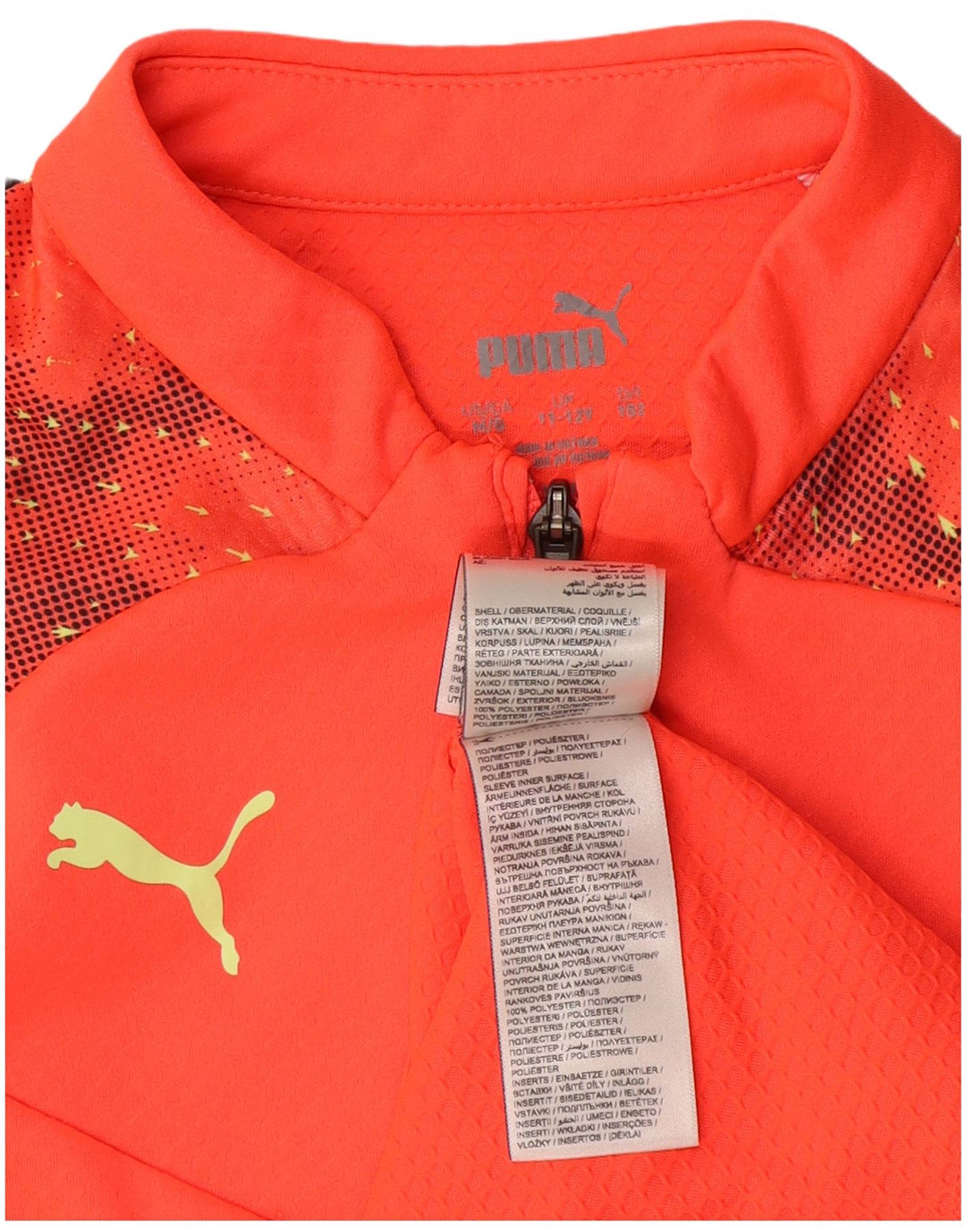 Пуловер Puma для мальчиков с графическим принтом, спортивный костюм, топ 11–12 лет, оранжевый с цветными блоками