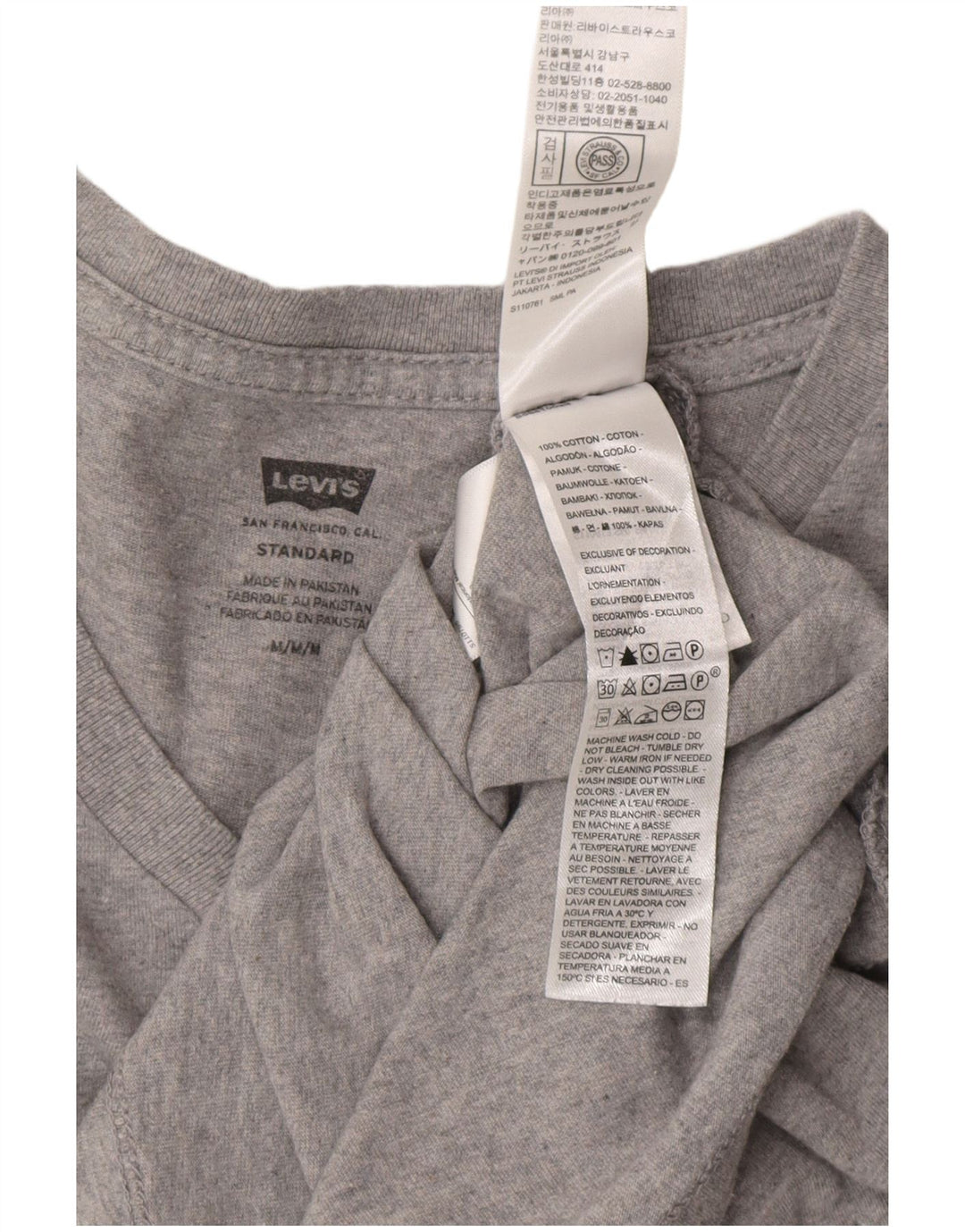 Мужская футболка стандартного цвета LEVI'S, хлопковый топ среднего серого цвета