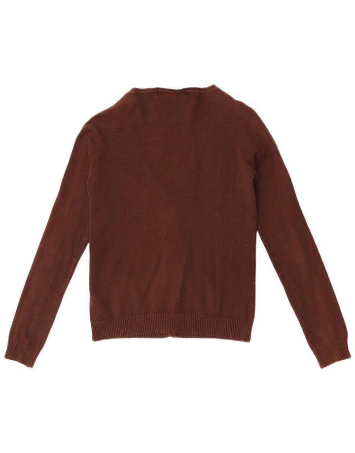 Женский кардиган Zara UK 12, хлопковый средний коричневый цвет