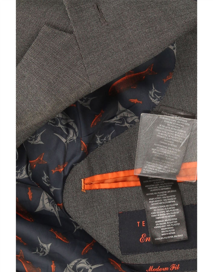Мужской пиджак современного кроя с двумя пуговицами Ted Baker, серый полиэстер, США 42 XL