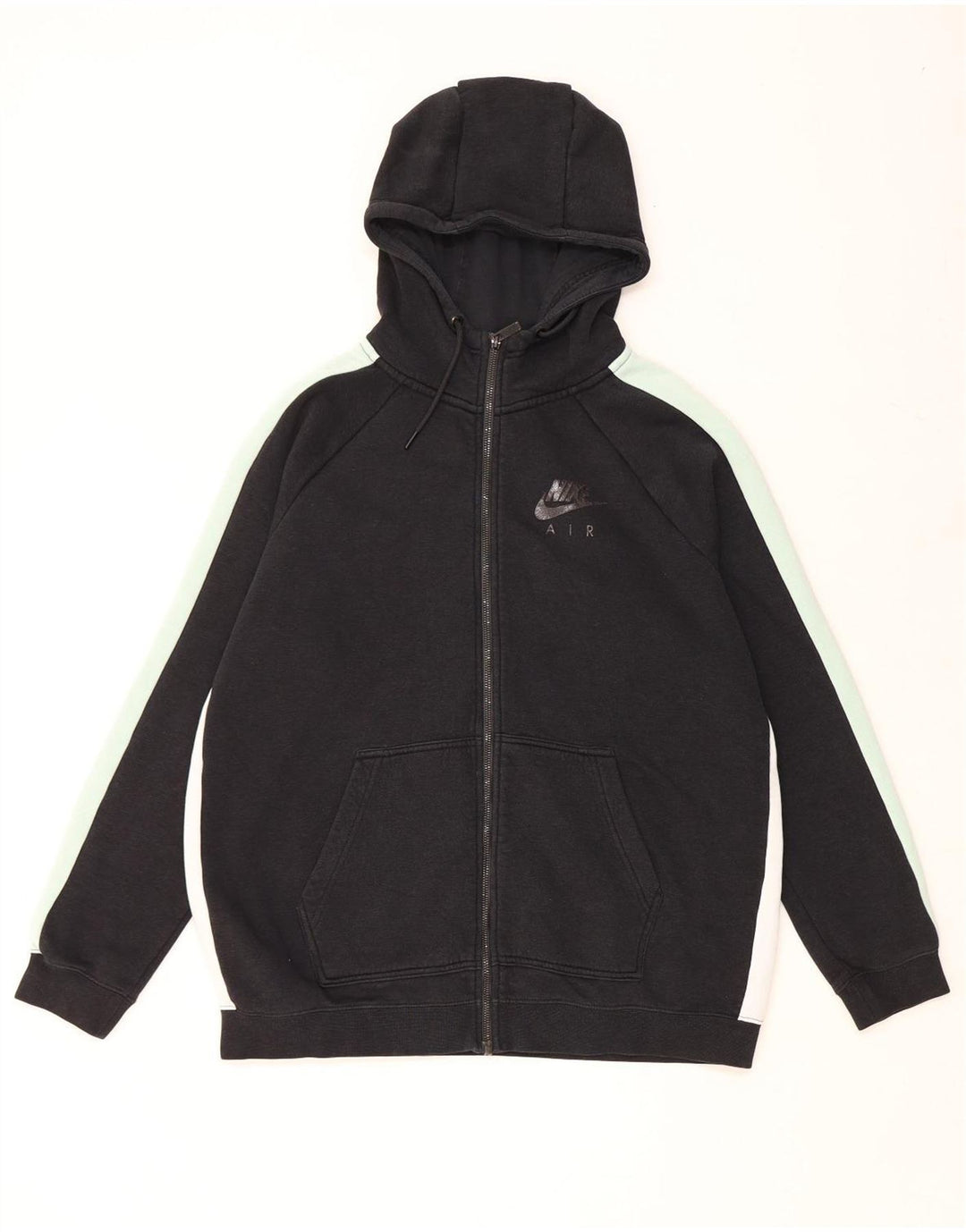 Мужской свитер с капюшоном на молнии NIKE, большой черный, хлопковый с цветными блоками