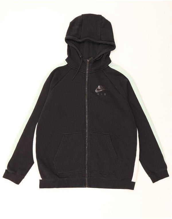 Мужской свитер с капюшоном на молнии NIKE, большой черный, хлопковый с цветными блоками