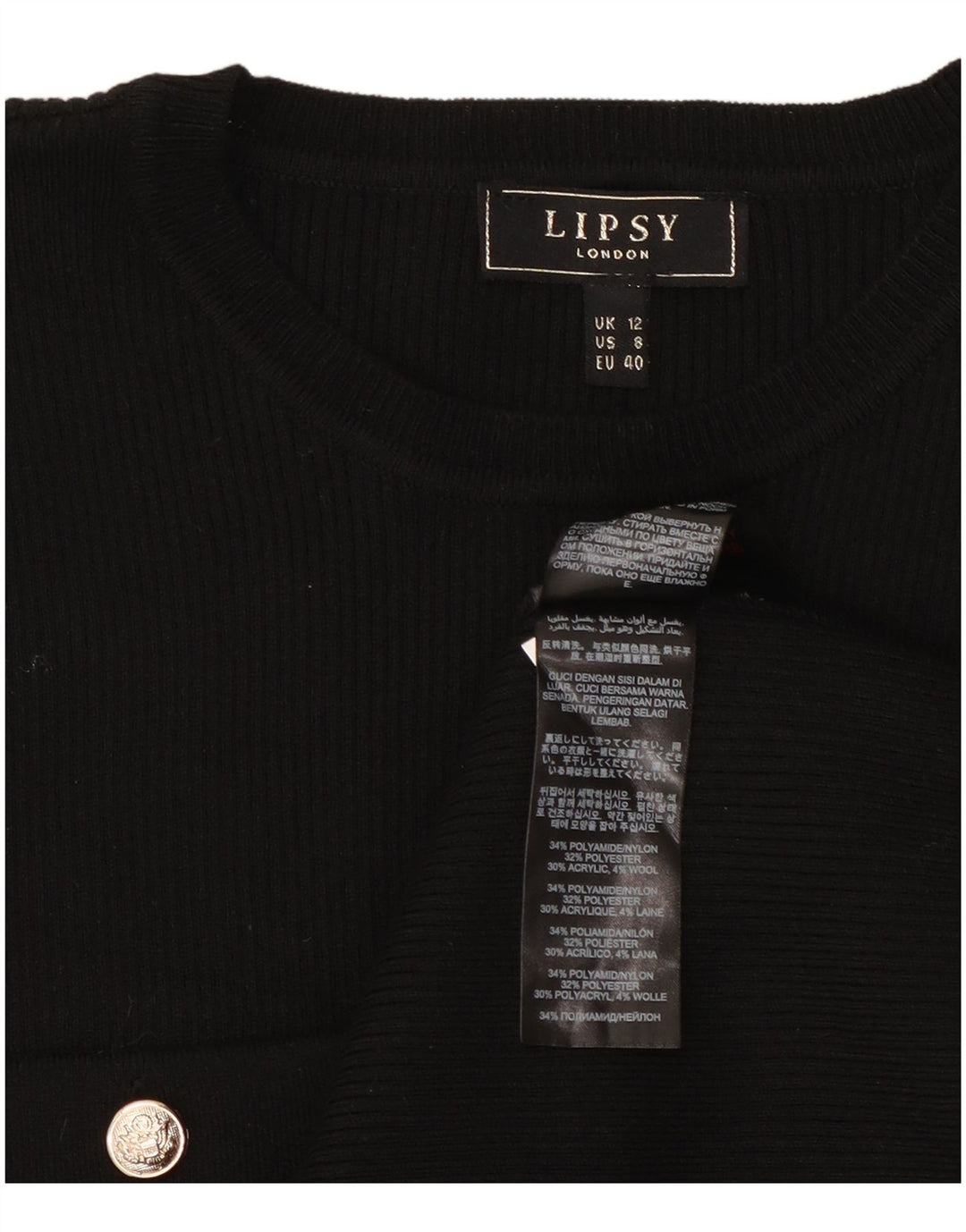 Женский джемпер Lipsy UK 12, средний черный, полиамид