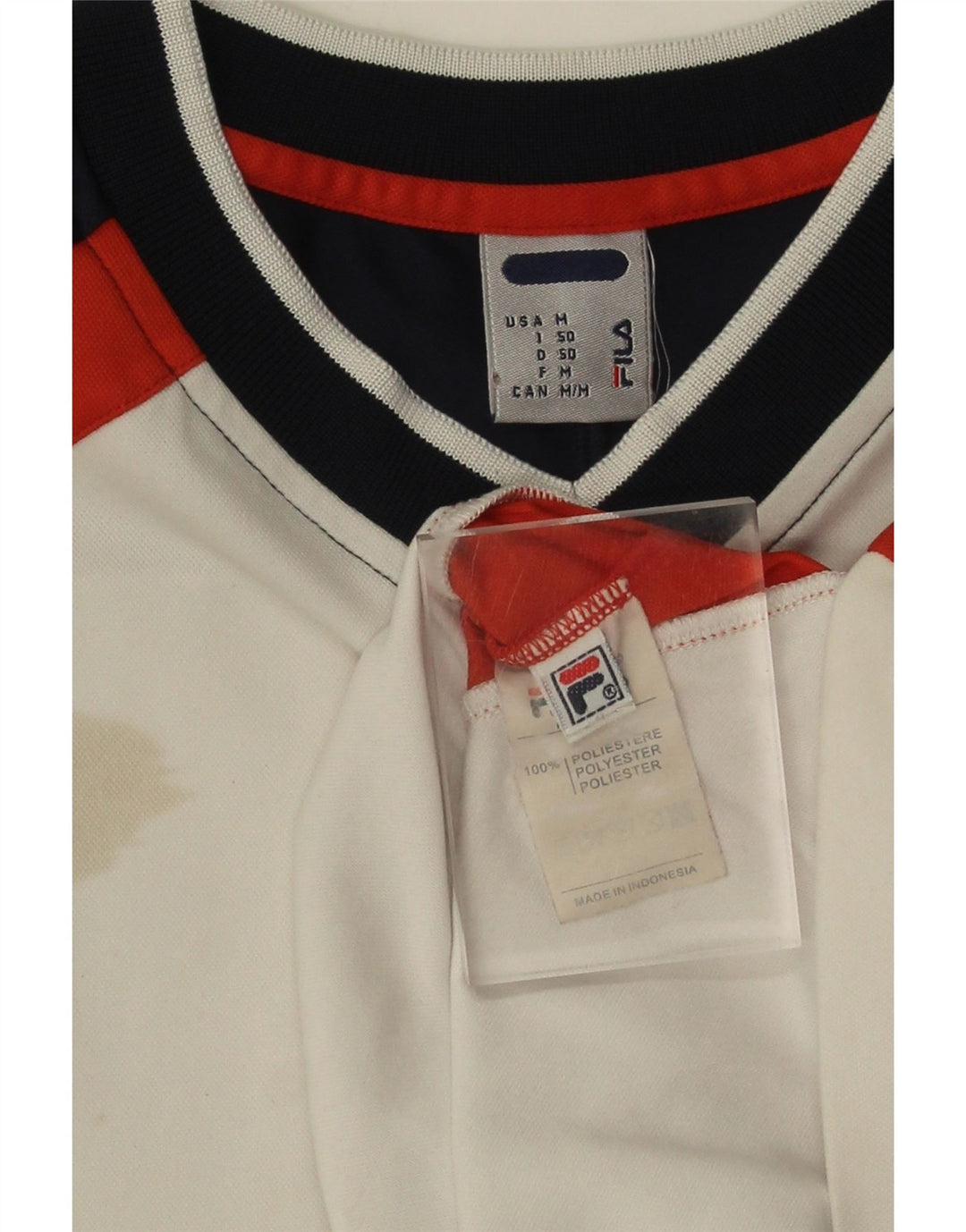 FILA Mens T-Shirt Top IT 50 Medium White Colourblock Polyester Vintage Fila and Second-Hand Fila from Messina Hembry 