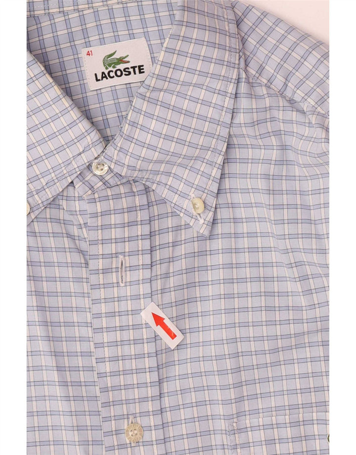 Мужская рубашка Lacoste, размер 41, большая синяя хлопковая клетка в клетку