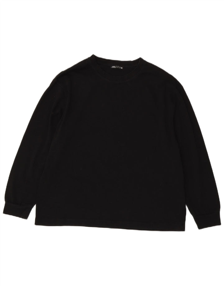 Женский топ Zara с длинным рукавом UK 16, большой черный хлопок