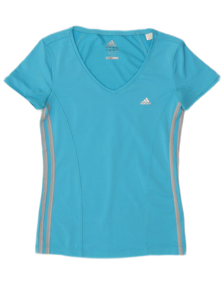 Женская футболка Adidas Climacool Top UK 10, маленькая, синяя, полиэстер
