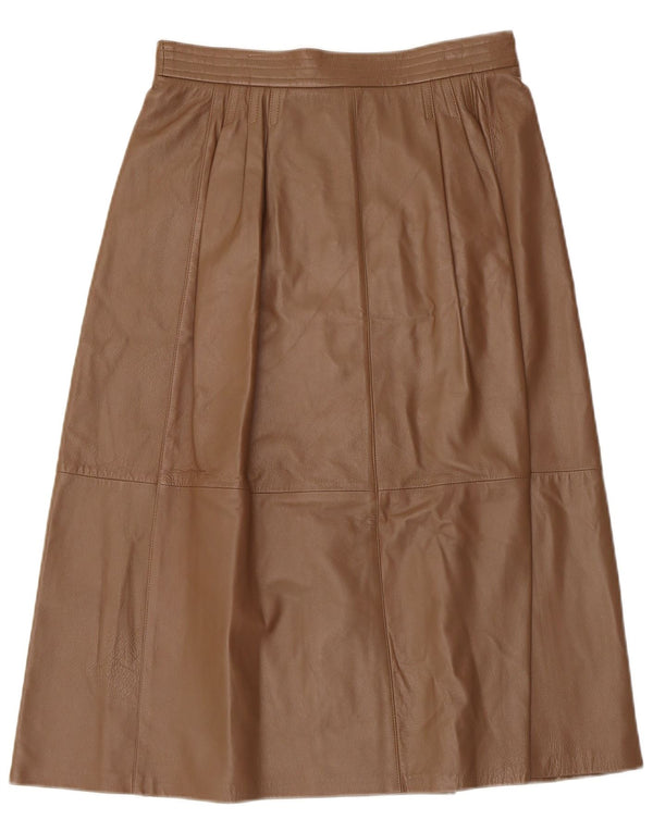 Винтажная женская кожаная плиссированная юбка UK 12 Medium W30 Коричневая кожа