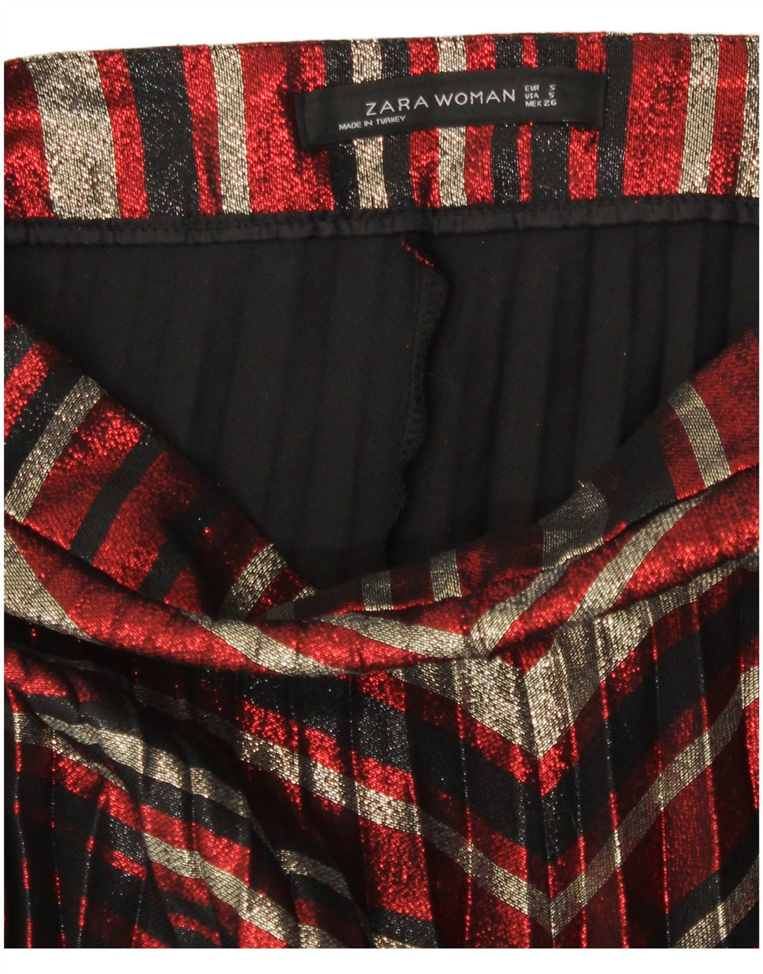 Zara Женская плиссированная юбка-нож, маленькая W26, полиэстер в разноцветную полоску