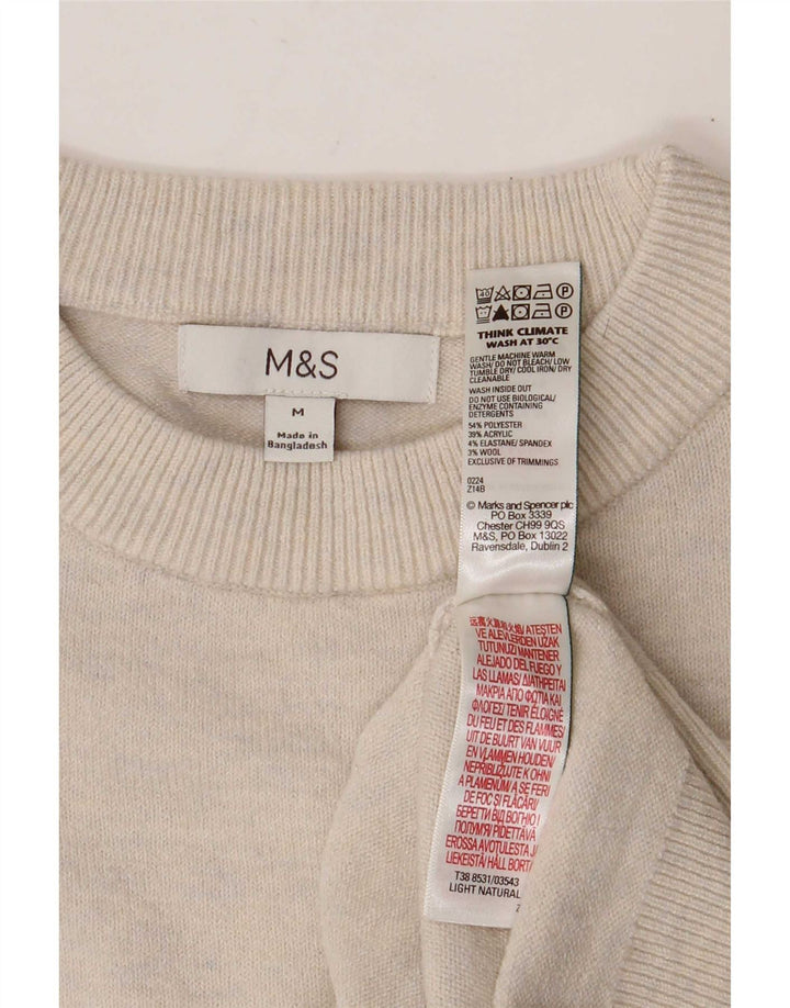 Женский джемпер с круглым вырезом Marks & Spencer UK 14, средний бежевый