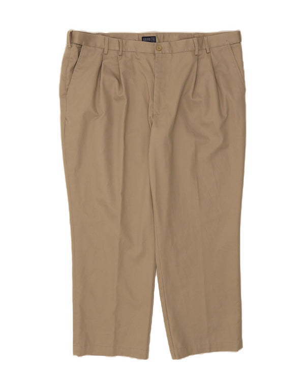 IZOD Mens Pegged Chino Trousers W46 L30 Beige Cotton