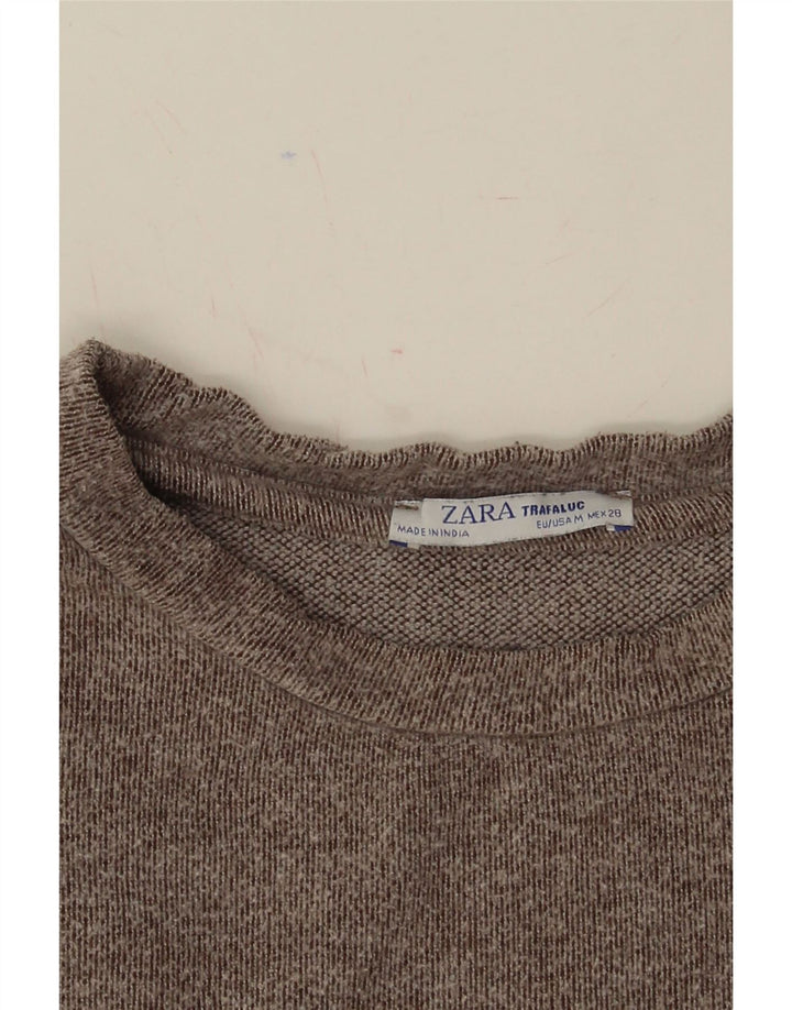 ZARA Womens Trafaluc Top Long Sleeve UK 14 Medium Grey Polyester Vintage Zara and Second-Hand Zara from Messina Hembry 